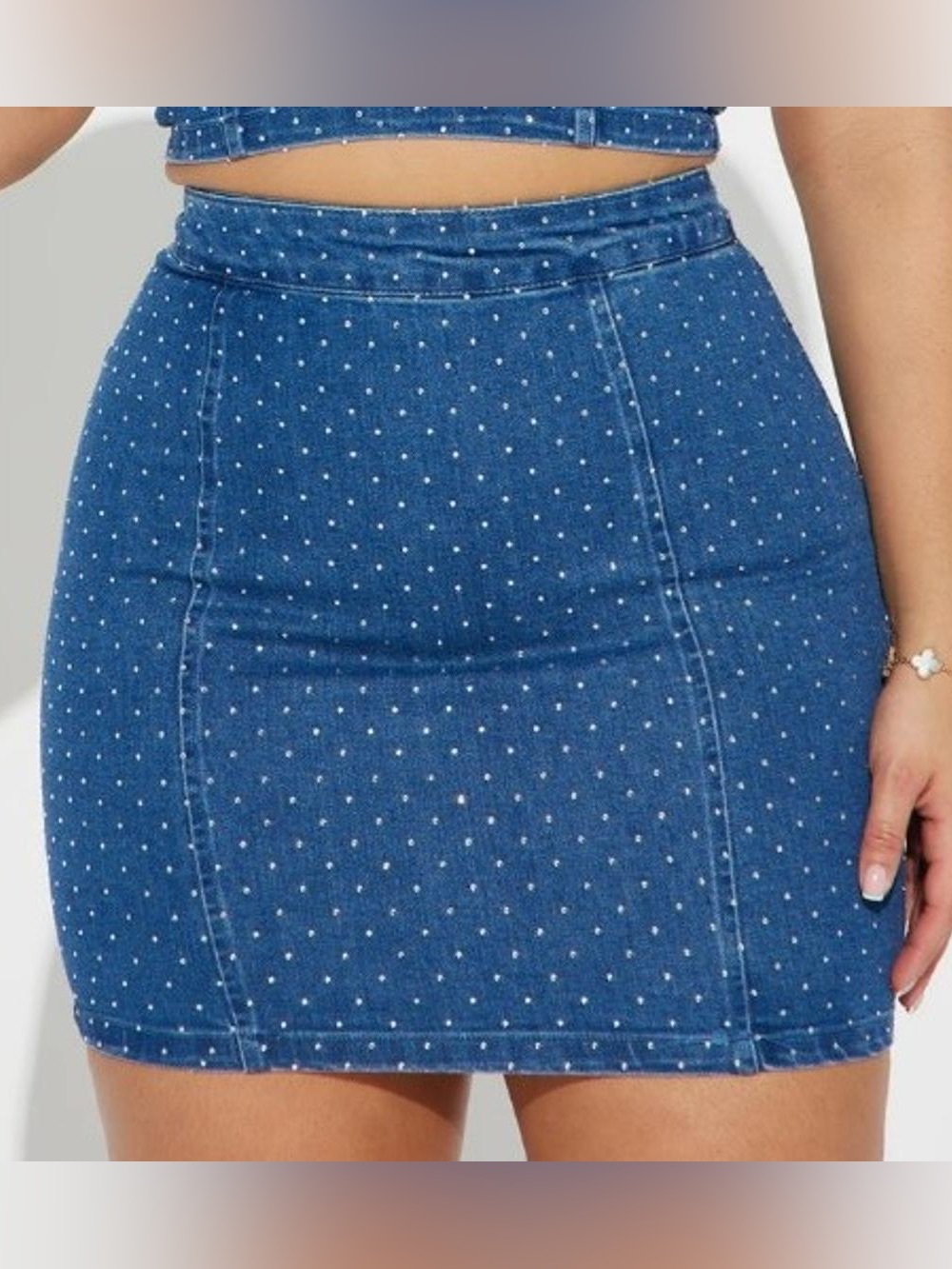 Rhinestone Denim Mini Skirt